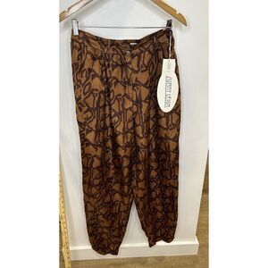 New !!!Sunny Animal Print Pants Boho Cruise Holidays Fall Womens Size M100% Silk